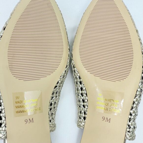 Talbots EDNA Metallic Gold Woven Faux Leather Pointed Toe Slingback Flat Sandals - Picture 16 of 16